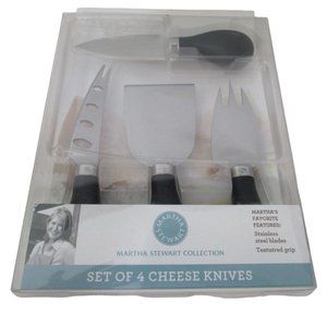 Martha Stewart Collection Set of Four Cheese Knives Stainless Textured Grip NIP